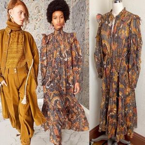 $650 Ulla Johnson RARE! Paola Silk Lurex Midi Dress